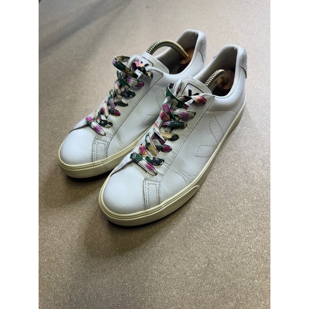 Veja Esplar Leather Sneakers White‎ Floral Laces Women Size 9 EU 40